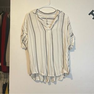 thread & supply white stripped loose fit shirt